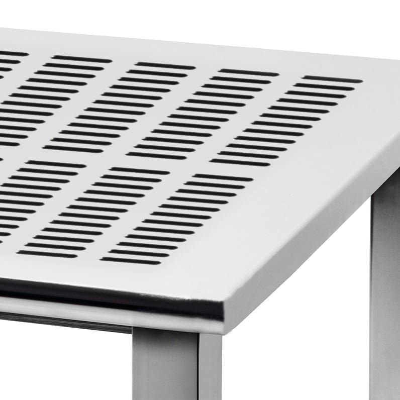 Benchpro Kennedy Series Electropolished Perforated 1/2" x 3" Slots SS Top Workbench with Square Edge