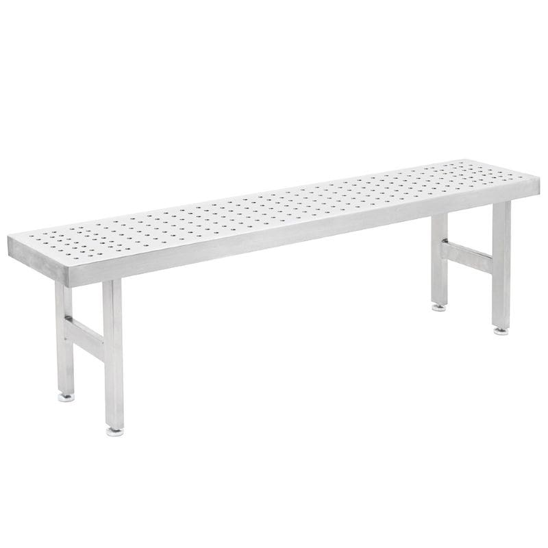 Benchpro Perforated Electropolished Gowning Bench with Square Edge - Four Legs 1/2" Holes