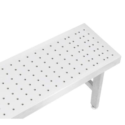 Benchpro Perforated Electropolished Gowning Bench with Square Edge - Four Legs 3/8" Holes