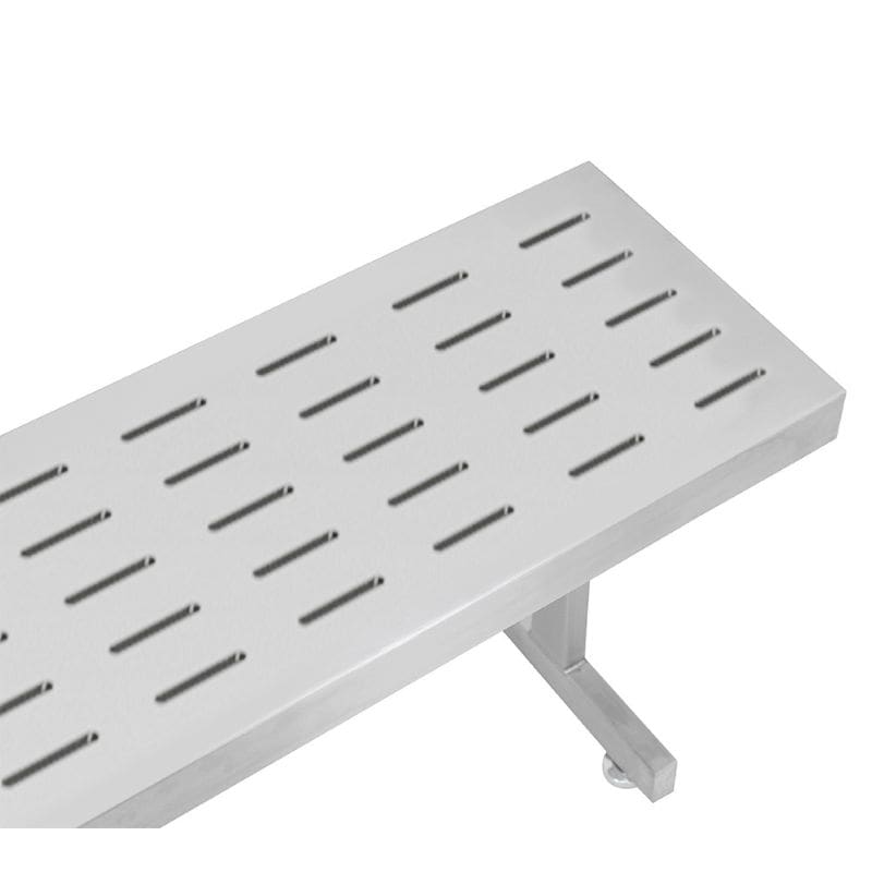 Benchpro Stainless Steel Gowning Bench with Square Edge - Recessed Legs 3/8" x 3" Slots