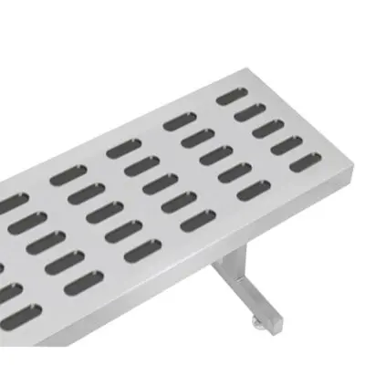 Benchpro Perforated SS Gowning Bench with Square Edge - Recessed Legs 1" x 3" Slots