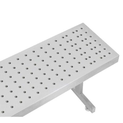 Benchpro Stainless Steel Gowning Bench with Square Edge - Recessed Legs 1/2" Holes