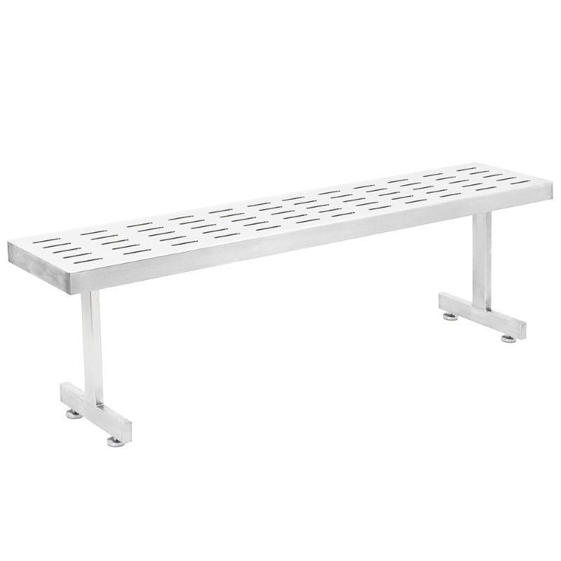 Benchpro Slotted Electropolished Gowning Bench with Square Edge - Recessed Legs 3/8" x 3" Slots