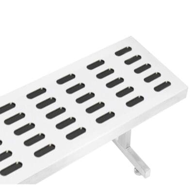Benchpro Slotted Electropolished Gowning Bench with Square Edge - Recessed Legs 1" x 3" Slots