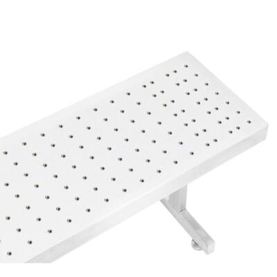 Benchpro Perforated Electropolished Gowning Bench with Square Edge - Recessed Legs 3/8" Holes