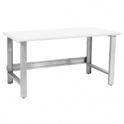 24 Depth x 72 Length Heavy Duty Steel With Formica White Laminate Top 30-36 Adjustable Height 1,200 lbs Capacity BenchPro Roosevelt Workbench