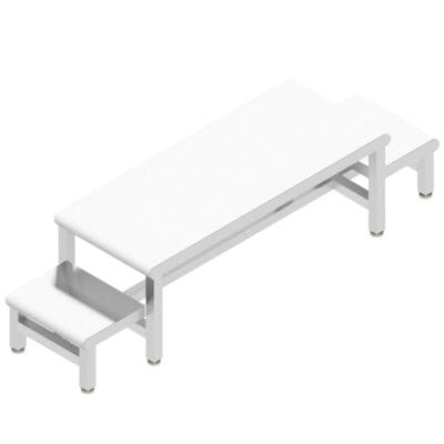 Benchpro Two Level Electropolished Gowning Bench Rounded Front Edge - Back to Back