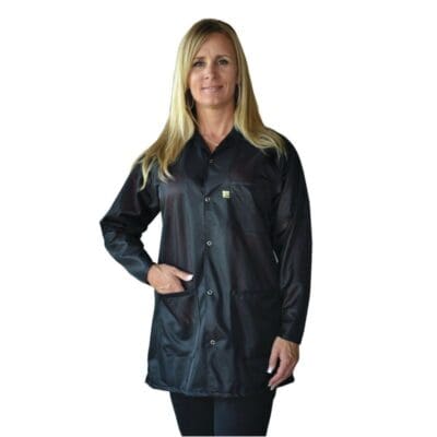 Tech Wear Traditional Black Lightweight Hip-Length ESD Coat