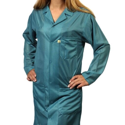 Tech Wear Traditional Teal Lightweight Knee-Length ESD Coat