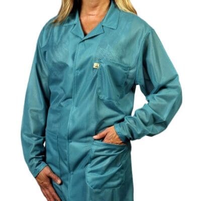 Tech Wear Traditional Teal Lightweight Hip-Length ESD Coat