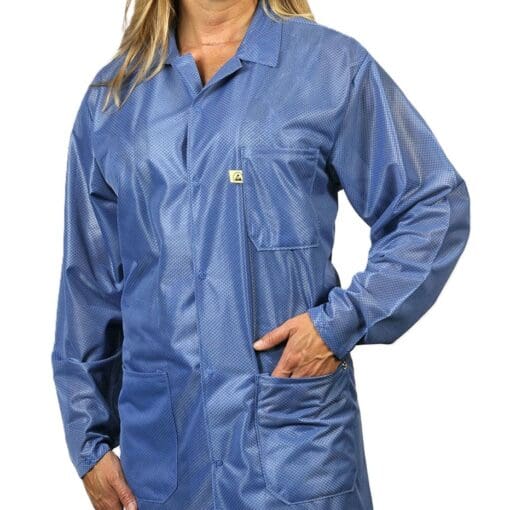Tech Wear Traditional Blue Lightweight Hip-Length ESD Coat