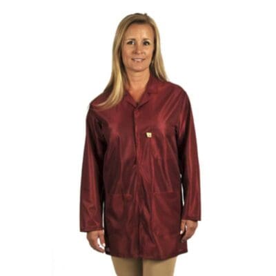 Tech Wear Traditional Burgundy Medium Weight Hip-length ESD Coat