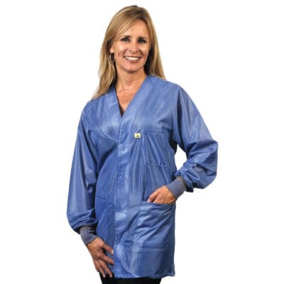 Tech Wear Hallmark Blue Lightweight Hip-length ESD-Safe Coat
