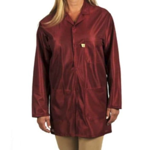 Tech Wear Traditional Burgundy Medium Weight Hip-length ESD Coat