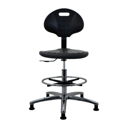 Industrial Seating Polyurethane Bench Height Cleanroom Chair Aluminum Base