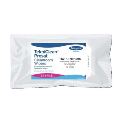 Teknipure TekniClean Sterile Polyester Sealed Edge Pre-Sat Wipers 70%IPA Pouch