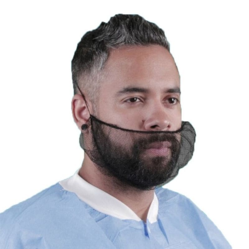 Keystone Safety Nylon Honeycomb Beard Covers | 112HPI | Soft Heavyweight Nylon | Breathable | Black or White | 100% Latex-Free | 1,000/Case - Image 2