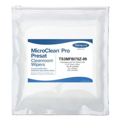 Teknipure MicroClean Pro Presat Microfiber Sealed Border Wipes