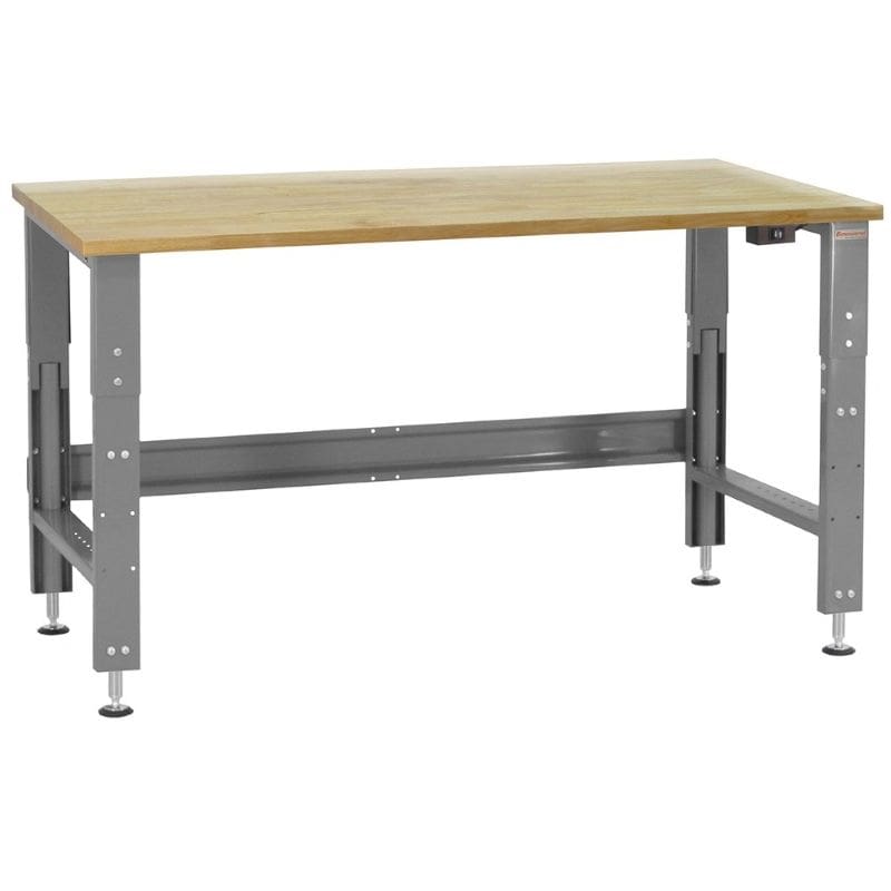 Benchpro Roosevelt 1-3/4" Lacquered Butcher Block Top Workbench Electric Hydraulic Lift