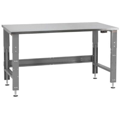 The Benchpro Roosevelt Stainless Steel Top Workbench with Electric Hydraulic Lift